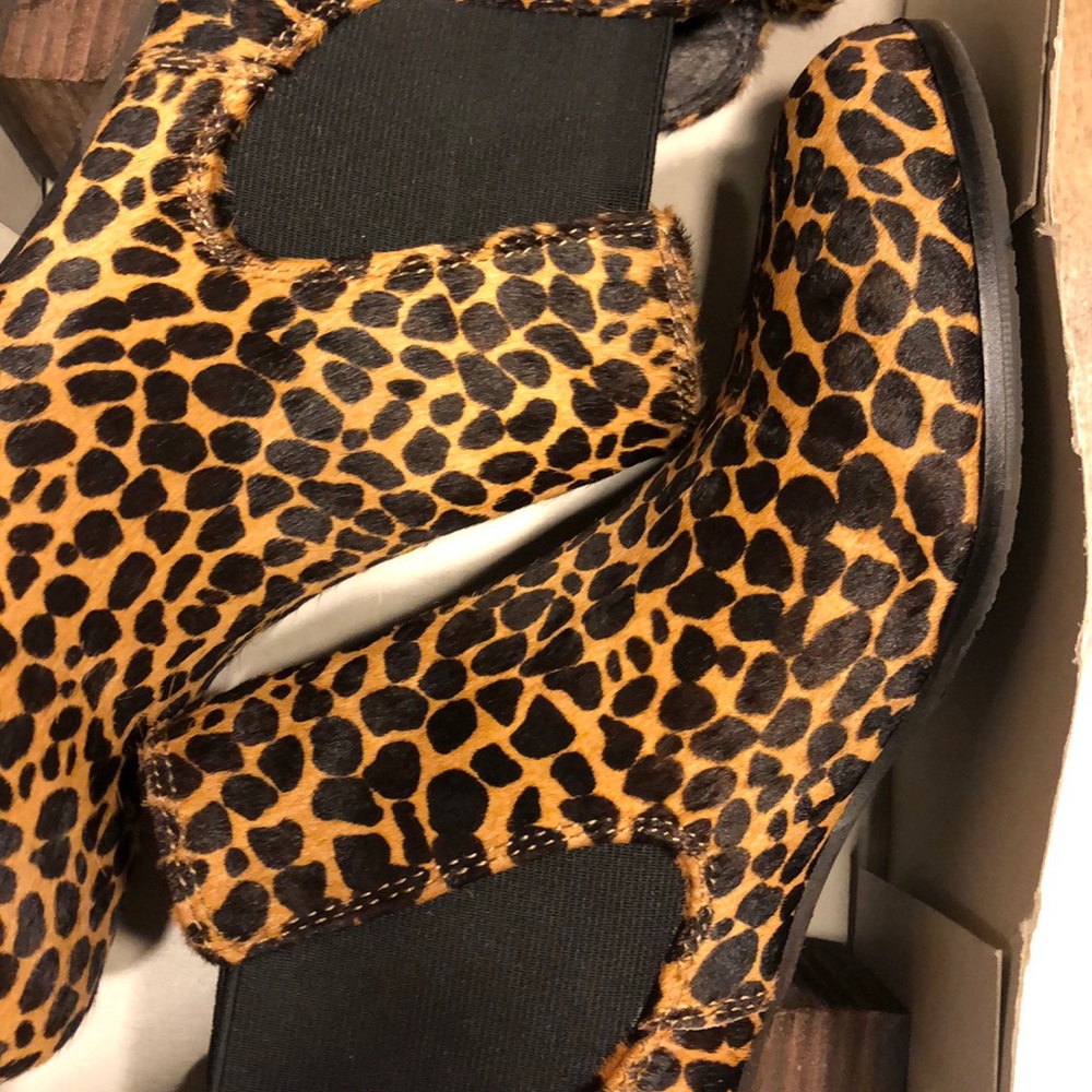 Cow Hair Leopard Print Ankle Boots